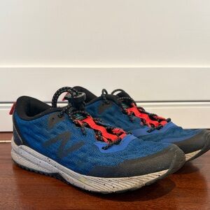 New Balance Nitrel Speed Ride Blue Kids Sneakers with Red Lace Accents